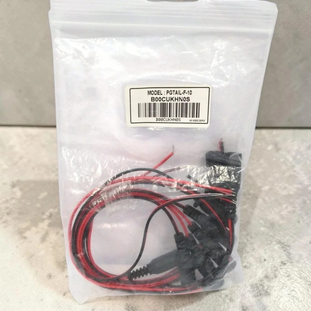 HD Video Depot PGTAIL-F-10 DC Power Pigtail Female 2.1x5.5mm 10pk CCTV LED Wire